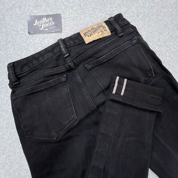 Railcar Fine Good Monrovia Jeans Womens 26 Black Selvedge Raw Denim Skinny USA - Picture 1 of 15
